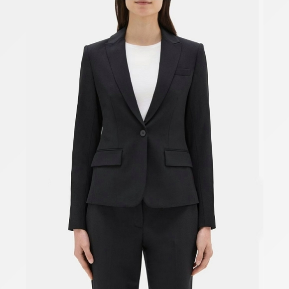 Theory Jackets & Blazers - NWOT Theory Virgin Stretch Wool Slim Fit Black Business Jacket Blazer sz 4